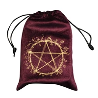 velvet pentagram tarot storage bag divination drawstring package board games tarot card embroidery bags cards container bags
