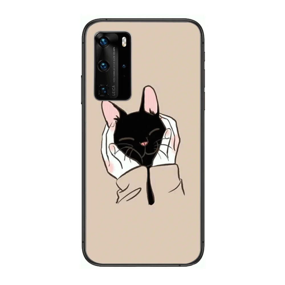

Shockproof Cute Phone Case For Huawei P 40 30 20 10 Lite Smart Z Pro Black Etui Coque Painting Hoesjes comic fashion