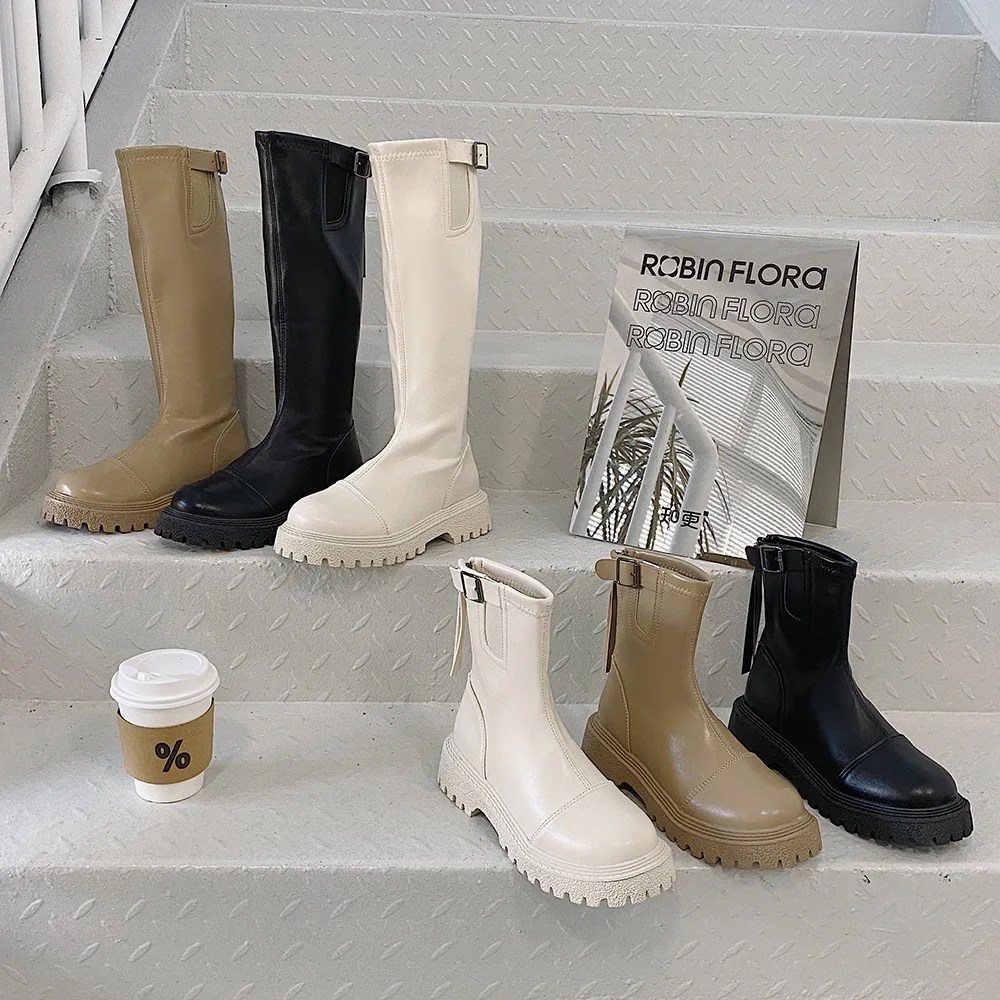 

Женские сапоги, женская низкая обувь с круглым носком, роскошные дизайнерские сапоги на платформе, женские Соблазнительные высокие сапоги ...