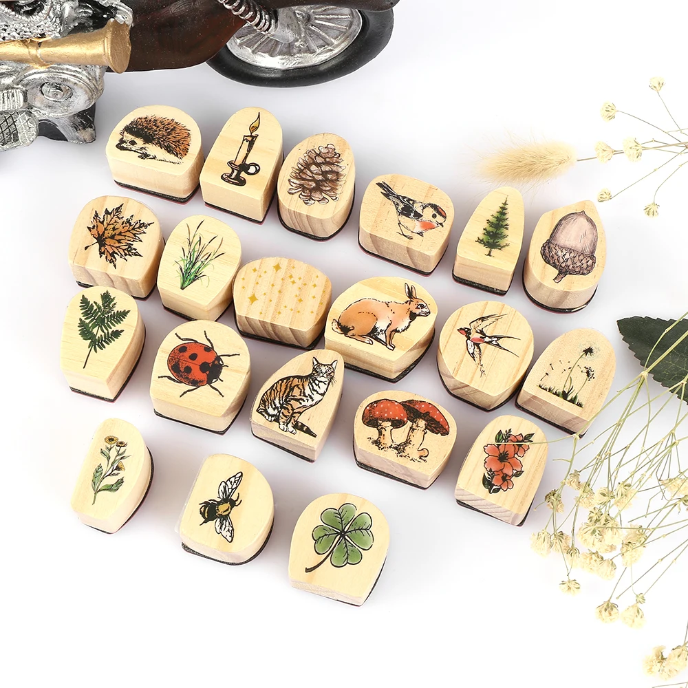 1 шт. винтажный животный растительный Лес Серия Деревянный штамп DIY Ремесло