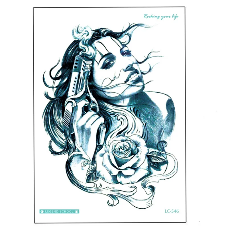 Стильная модная тату-наклейка разных цветов 21x15 см