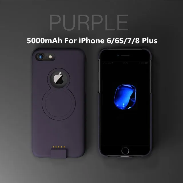 Purple 2 Для iP 8/7/6 Расширенный чехол для аккумулятора телефона для iPhone 8/7/6s/6 Plus Беспроводной магнитный чехол для зарядного устройства для iPhone Xs/X - Цвет: Purple 2