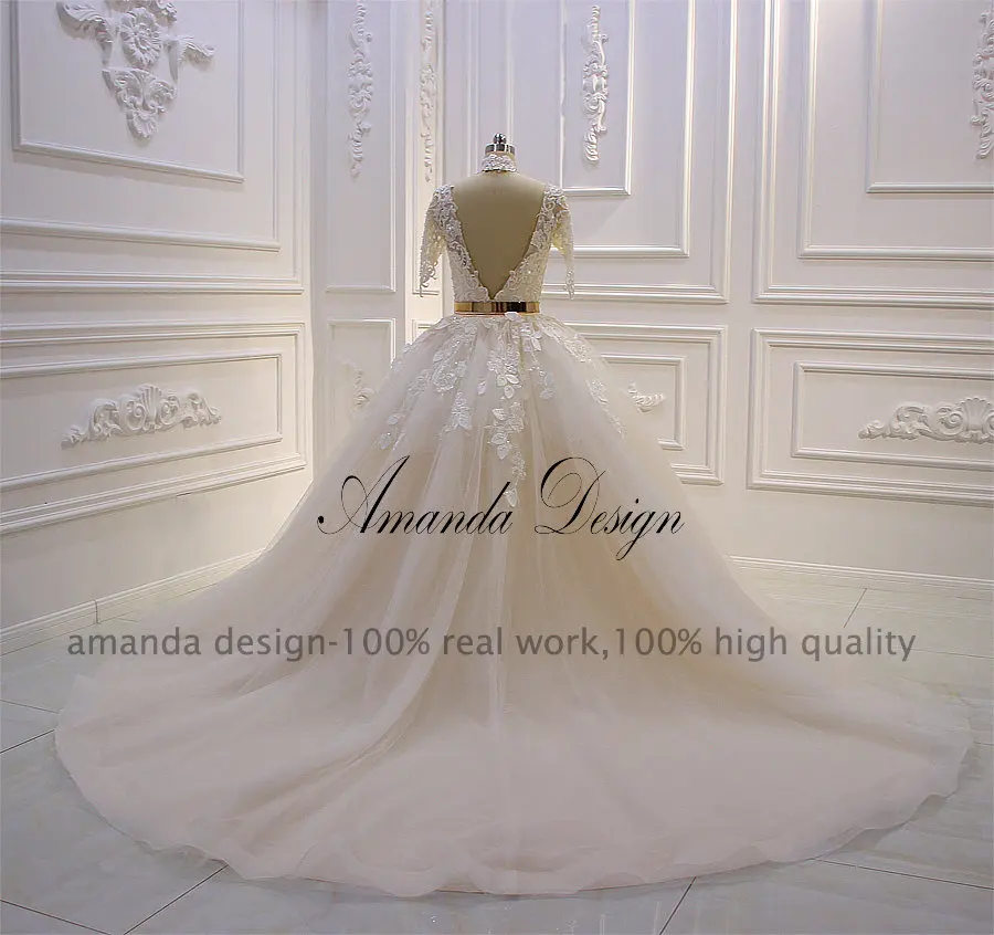 Аманда дизайн robe de mariee с коротким рукавом свадебное платье с открытой спиной со съемной юбкой