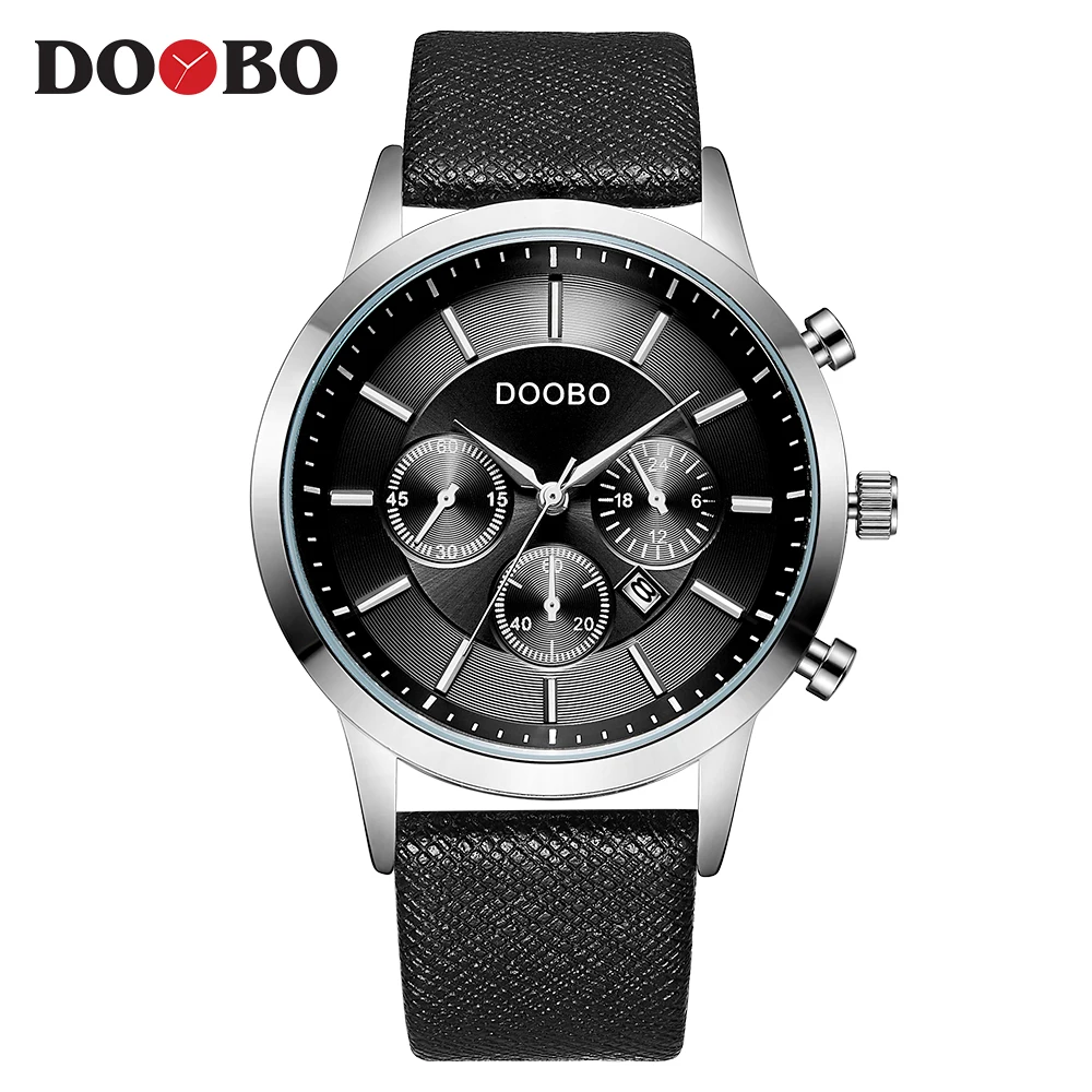 DOOBO мужские часы лучший бренд класса люкс золотые мужские часы модный кожаный ремешок повседневные спортивные наручные часы с большим циферблатом Прямая поставка - Цвет: D034 black