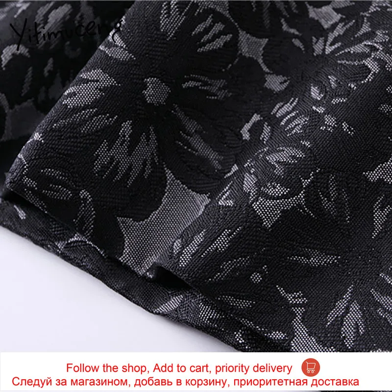 

Yitimuceng Print Zippers Dresses Women A-Line Solid Black Spring 2021 Puff Sleeve Square Collar French Clothing Office Lady New