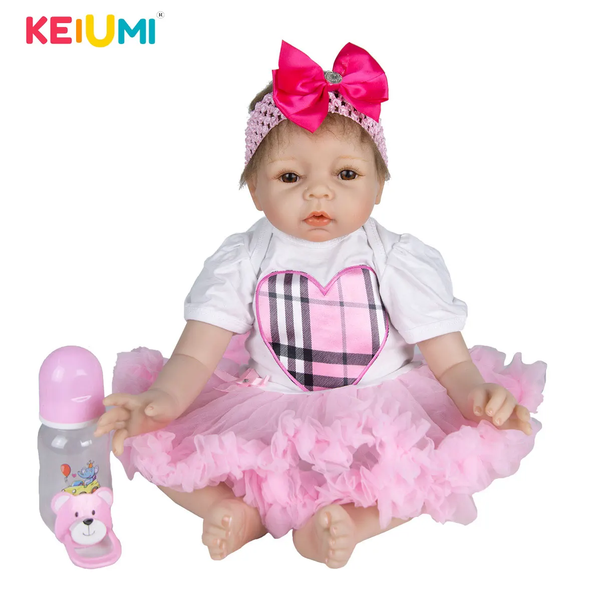

KEIUMI 22 Inch Realistic Clearance Reborn Baby Silicone Soft Body Accessories Free Doll Birthday Gift Xmas Present
