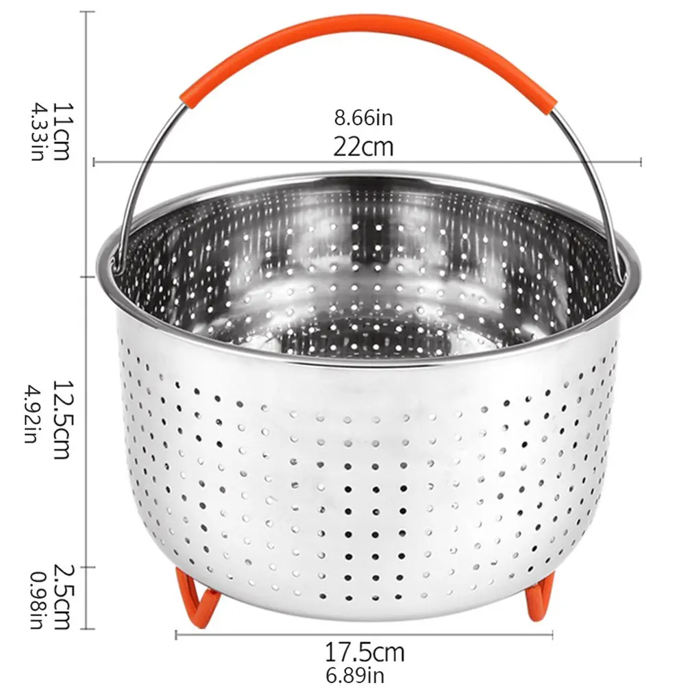 

304 stainless steel multi-function steamer Rice washing basket drainer pressure cooker anti-scald Silicone handle