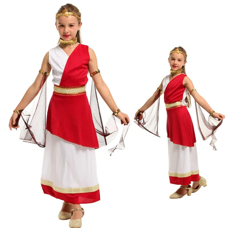 

Girls Halloween Goddess Athena Costumes Kids Children Greece Princess Queen Cosplay Carnival Purim parade Stage play party dress