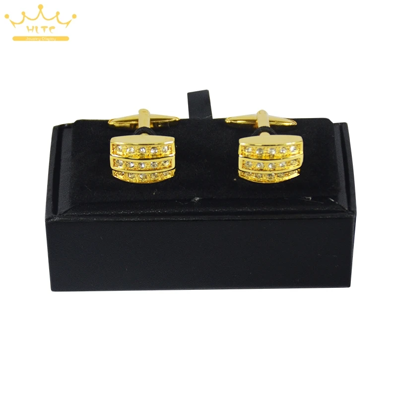 High Quality 60pcs Black Faux Leather Mens Jewelry Cufflinks Box Gift Storage Organizer Case Cuff Link Display Box Holder