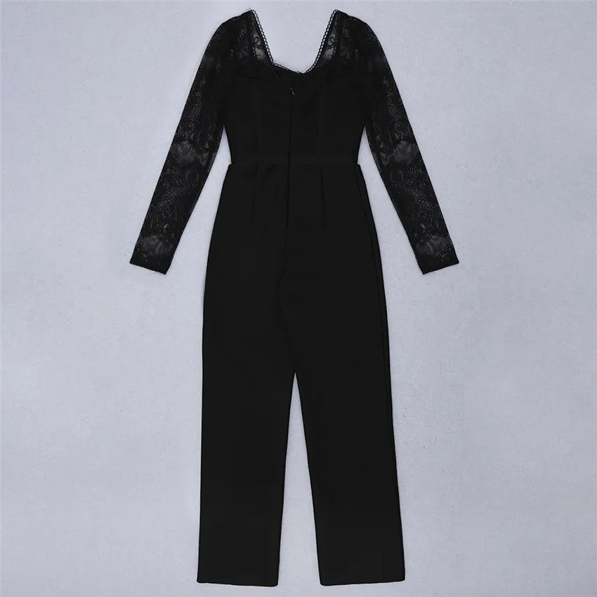 

Bevenccel 2020 New Arrival Long Sleeve Women Bandage Jumpsuit Sexy Lace Summer Bodysuit Women Elegant Rompers Womens Jumpsuit