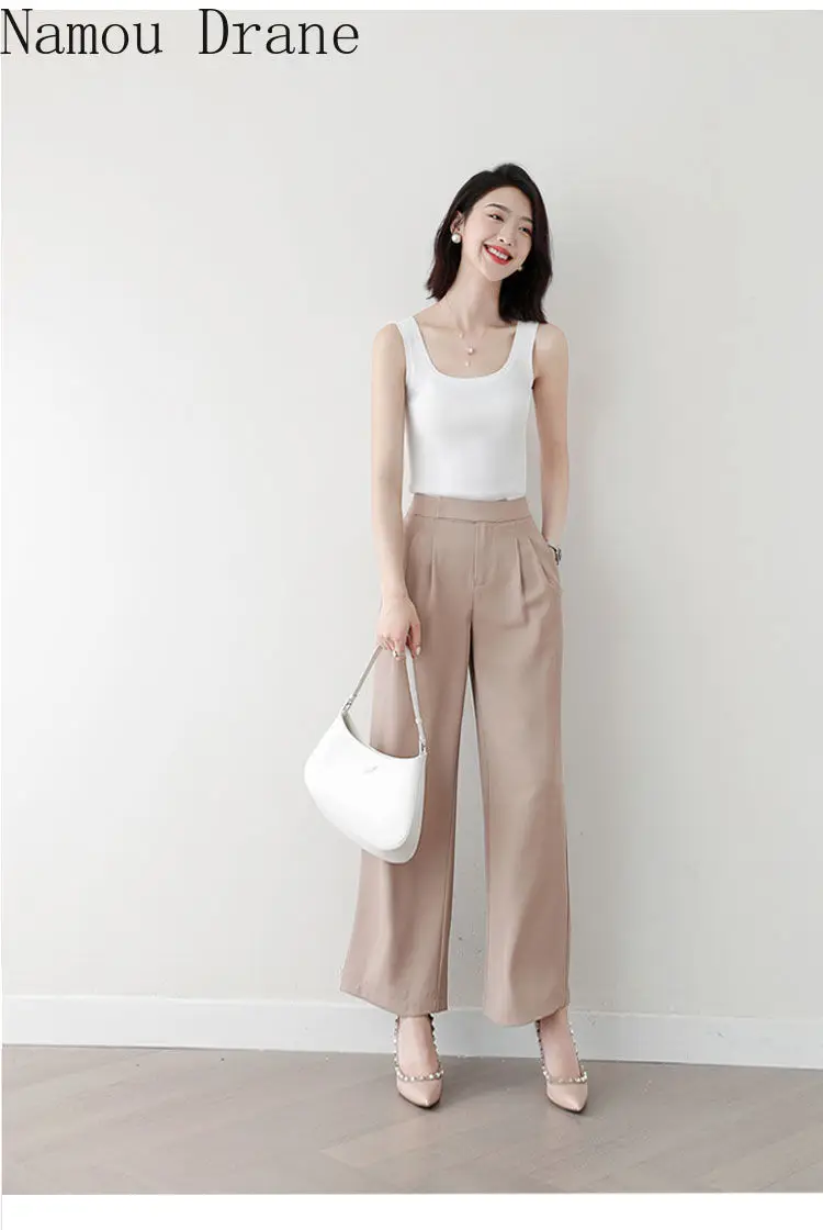 

2021 Summer Thin Suit Pants Loose Wide-Leg Pants Women's Draped Casual Pants Black Suit Pants Temperament Wild Trousers