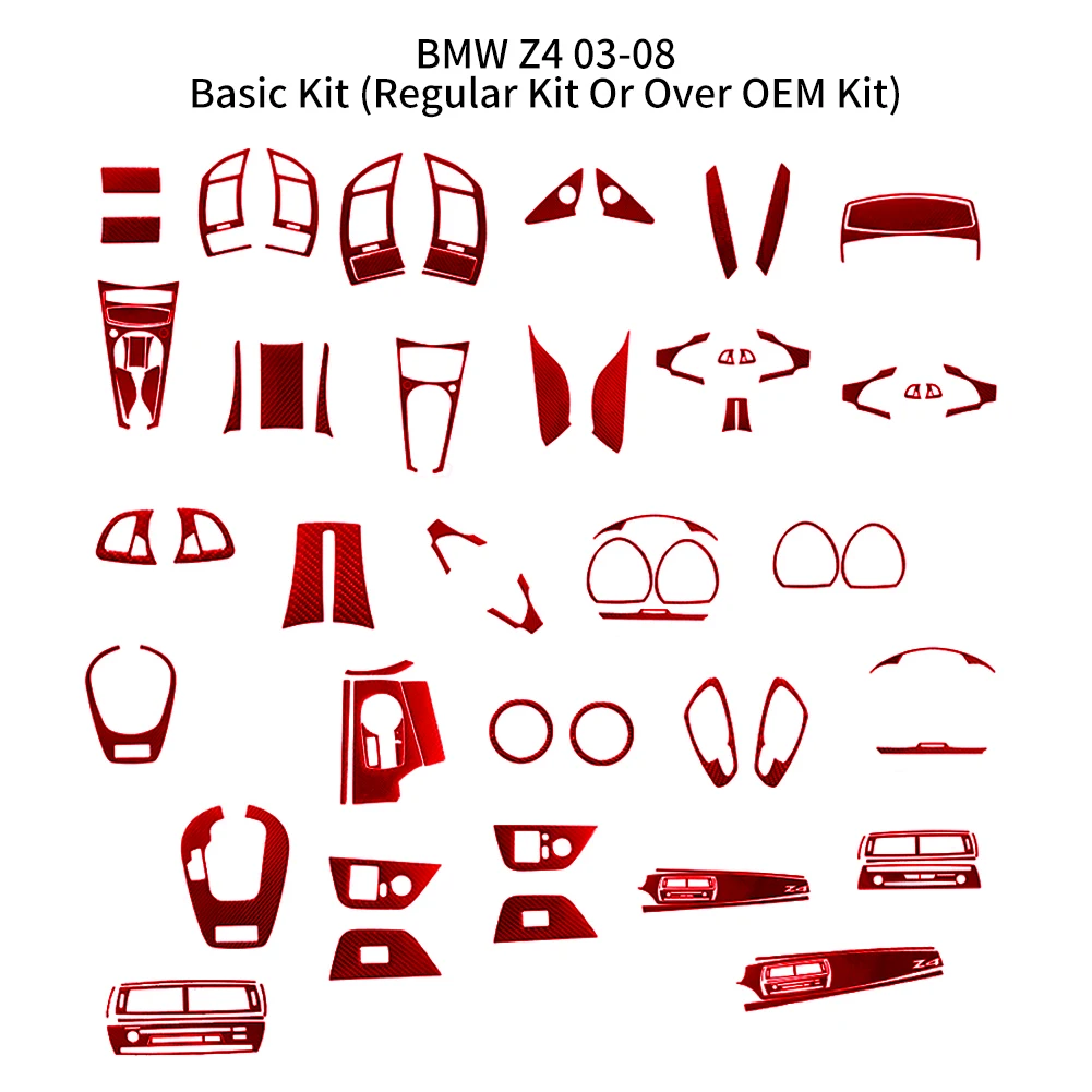 

For BMW Z4 03-08 Automatic/Manual Kit With Audio Controls Car Styling Accessories Interior Carbon Fiber Red Stickers Decorative