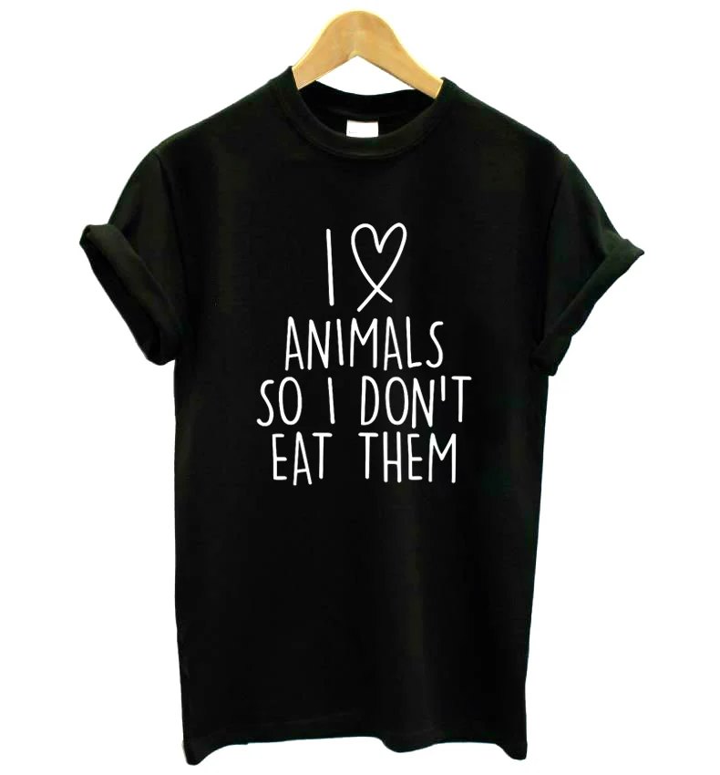 

Футболка женская хлопковая Повседневная, смешная рубашка с надписью «I love Animal so I't eat», топ для девушек и женщин, хипстер, Tumblr, Прямая поставка,...