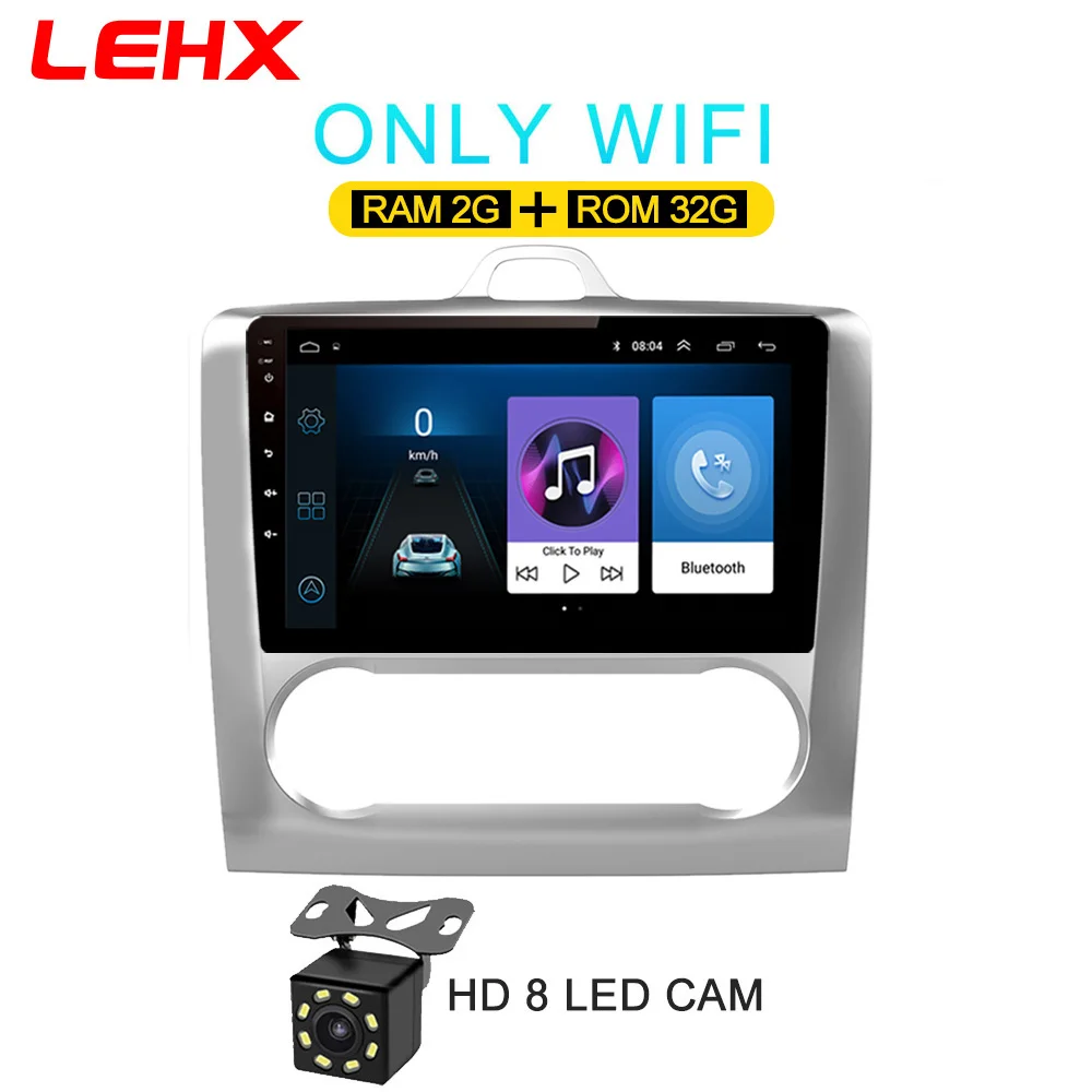 FOCUS AT32-CAM LEHX 2 DIN 9 дюймов Android 8,1 автомобильный мультимедийный плеер с сенсорным экраном четырехъядерный автомобильный радиоприемник для 2004 2005 2006-2011 Ford Focus Exi AT - Цвет: FOCUS AT32-CAM