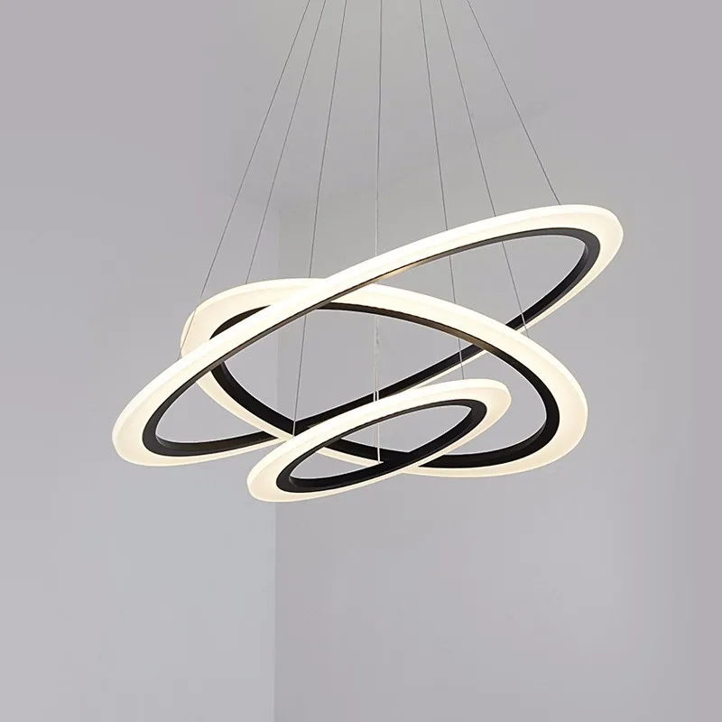 Luz de arañas LED moderna para comedor y sala de estar, luces de lujo, lámpara de suspensión blanca y negra con Control remoto