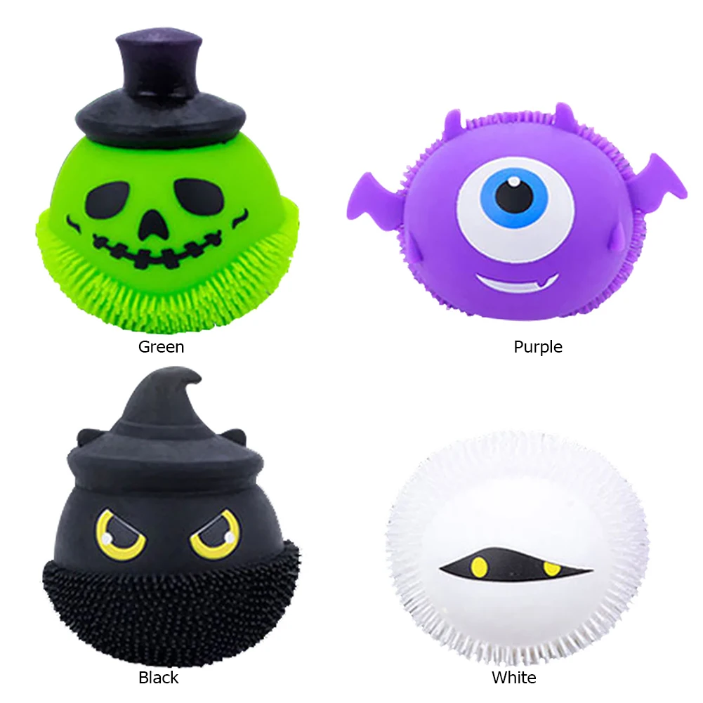 

Halloween Devil Luminous Balls Spoof TPR Light Ball Demon Glowing Stress Reliever Squeezing Unzip Game Toys Kids Gift