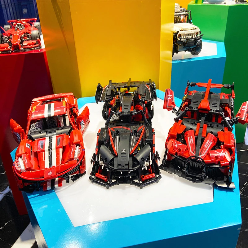 

Технический Супер гоночный автомобиль Apolloed IE Bugattied феррарированные модели кирпичей MOC Быстрый скоростной Чемпион строительные блоки для ав...