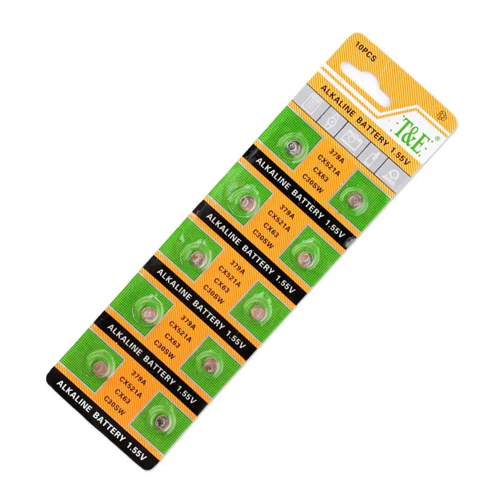 

100pcs AG0 LR521 379 Button Cell Coin Alkaline Battery 1.55V For Watches Toys 1.55V AG0 379 LR521 SR63 618 Alkaline Coin Cell