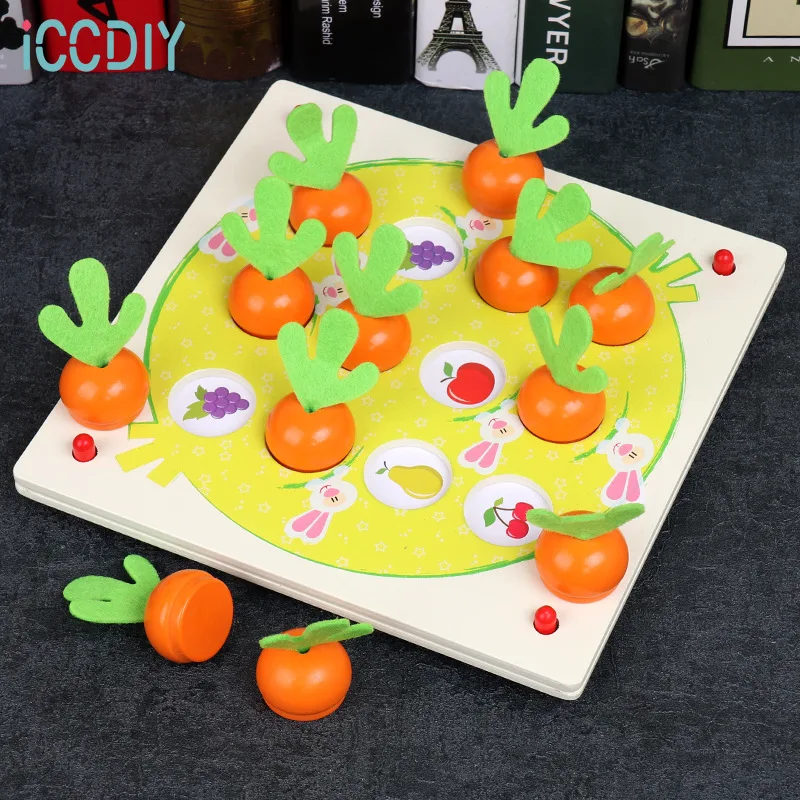 

Wooden Children's Early Education Puzzle Pull Carrot Children's Parent-child Interactive Table Game Montessori Toys
