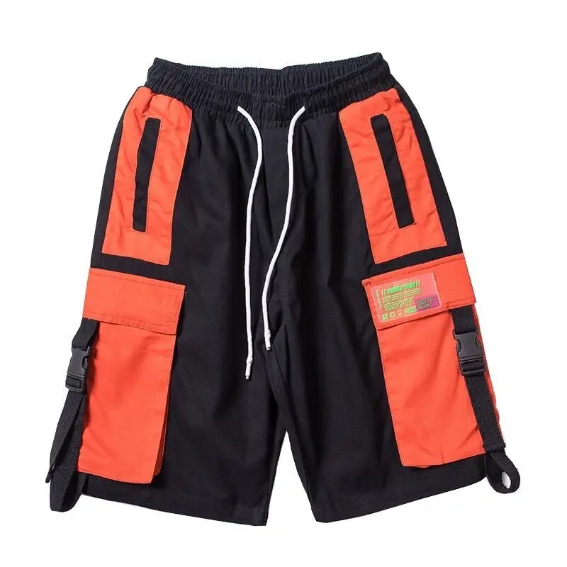 

BANNAJI Men`s Summer Cargo Shorts Hip Hop Street Style Patchwork Multi-Pockets Casual Baggy Short Pants Joggers For Male
