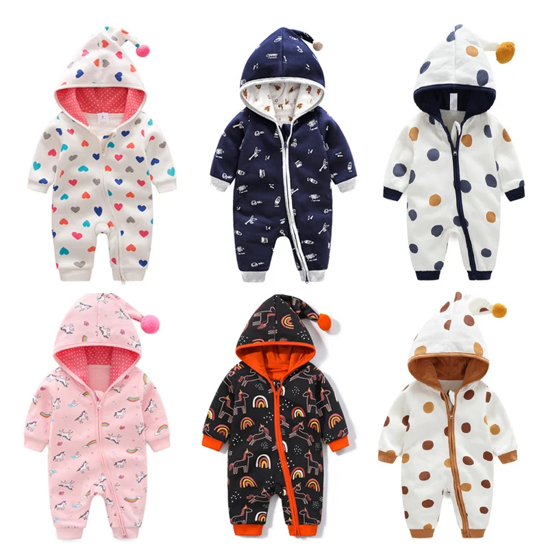 

IYEAL Newborn Baby Boy Girl Rompers Toddler Infant Hooded Long Sleeve Jumpsuit Cotton Baby Costume Kids Clothes Outfits 0-18M