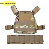kids tactical vest assault lightweight combat adjustable vest military army molle hunting airsoft chest rig set with waistband