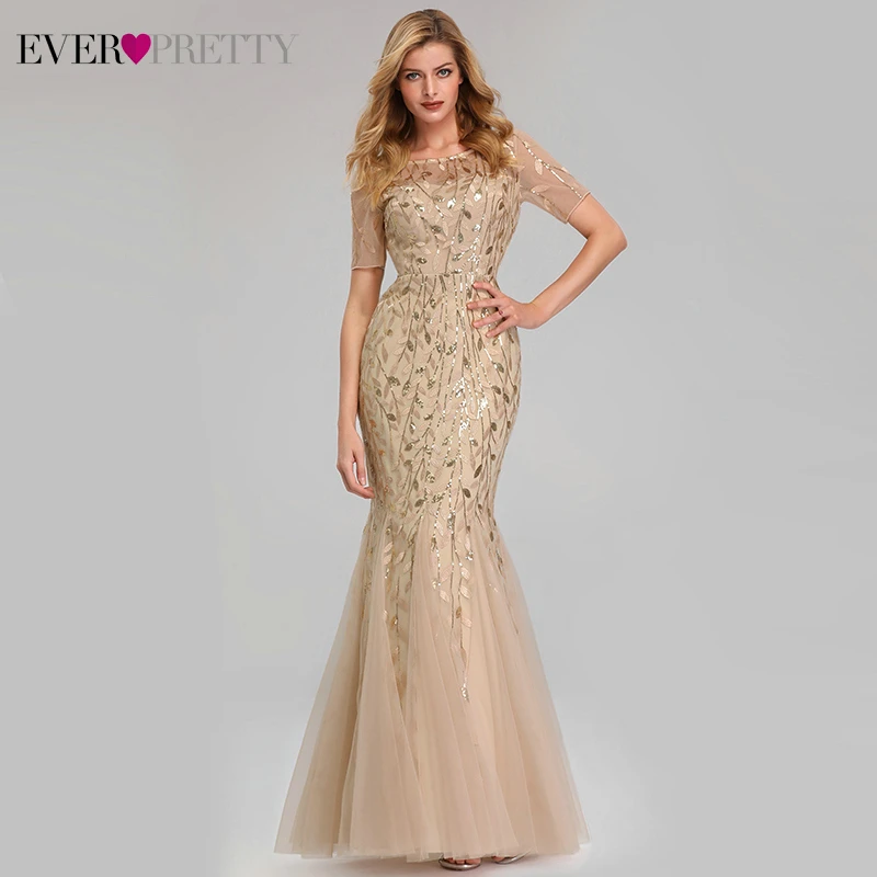 Robe De Soiree Ever красивые сексуальные вечерние платья Русалка Длинные блестящие драпировки, тюль, вечерние платья элегантные женские вечерние платья - Цвет: EZ07707GD-BStyle