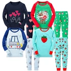 Пижама для мальчиков, Детская Пижама на Хэллоуин, Рождество, хлопковые комплекты, одежда для сна для малышей, детская мультяшная одежда для сна, пижама с длинным рукавом