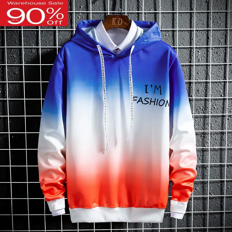 Мужские толстовки в стиле хип хоп демисезонные с буквенным переходом цвета