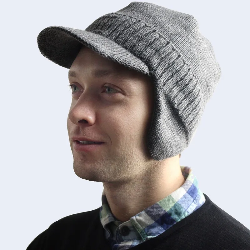 

Pragmapism new Knitted hat Visors men women velvet Baseball Caps autumn winter bib ear protection warm woolen cap Bomber Hats