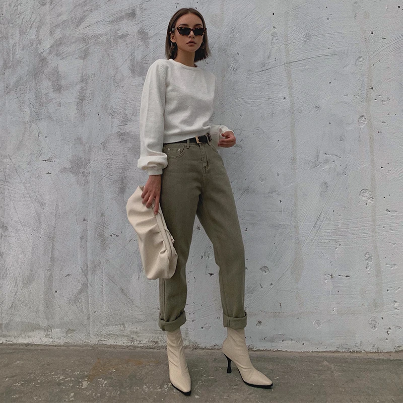 2019 new fashion women's clothing Autumn high waist jeans female straight casual nine pants | Женская одежда