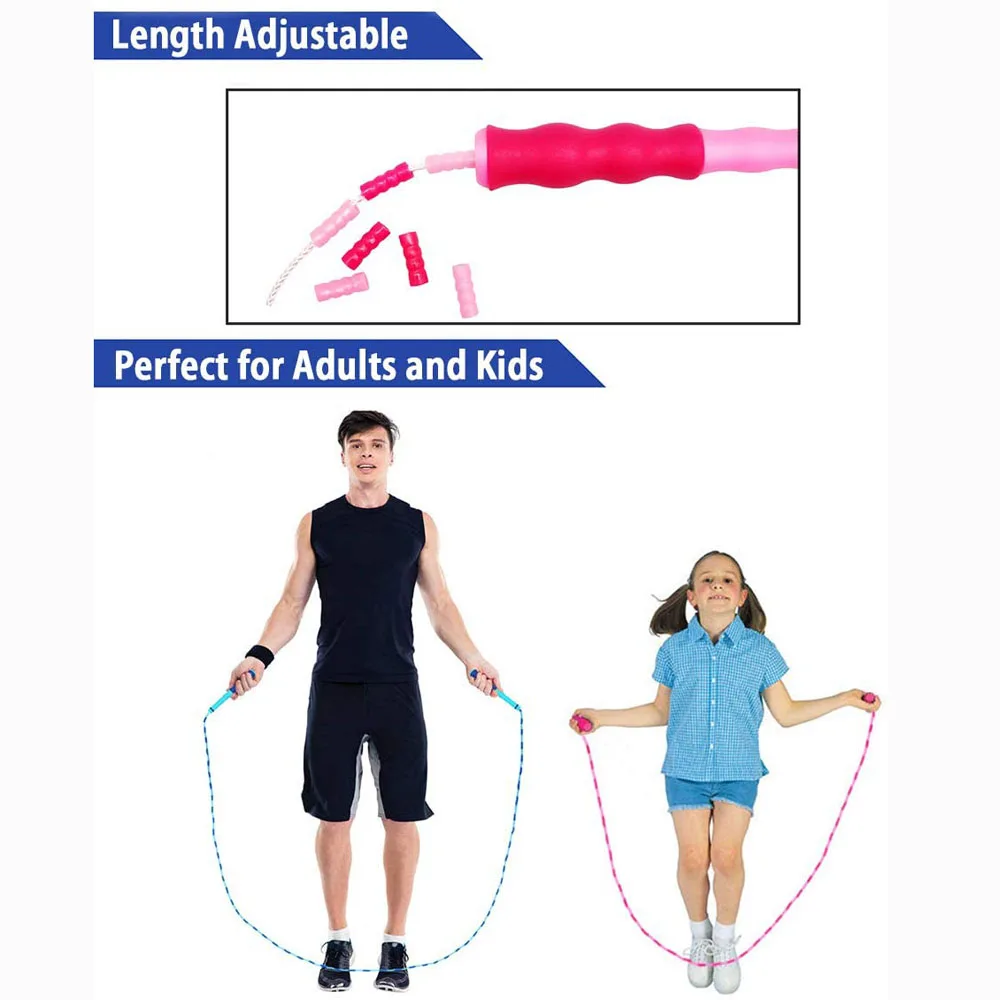

Soft Beaded Jump Rope Adjustable Segmented Fitness Skipping Rope for Men Women and Kids Keeping Fit Training