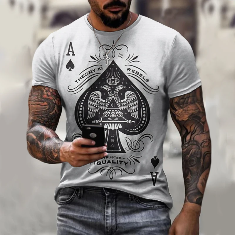 

Funny poker style shirts fashion casual T shirt for men Ace of Spades shirt Oversized tops Streetwear short sleeves