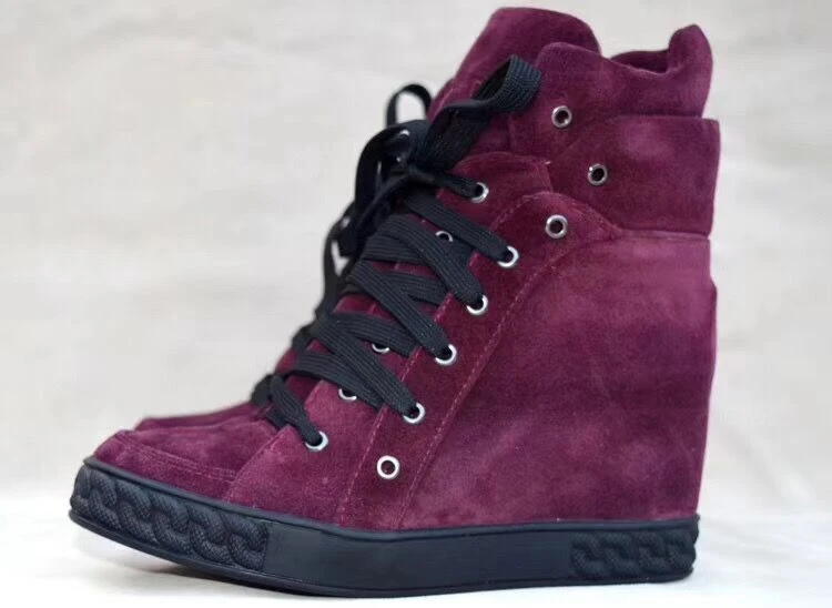 

High Top Women Sneakers Hidden Heel Shoes Women Platform Wedge Sneakers Lace Up Casual Shoes Women Real Leather Shoes Woman