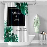 tropical green plant leaf palm shower curtains bathroom curtain frabic waterproof polyester bathroom curtain with hooks