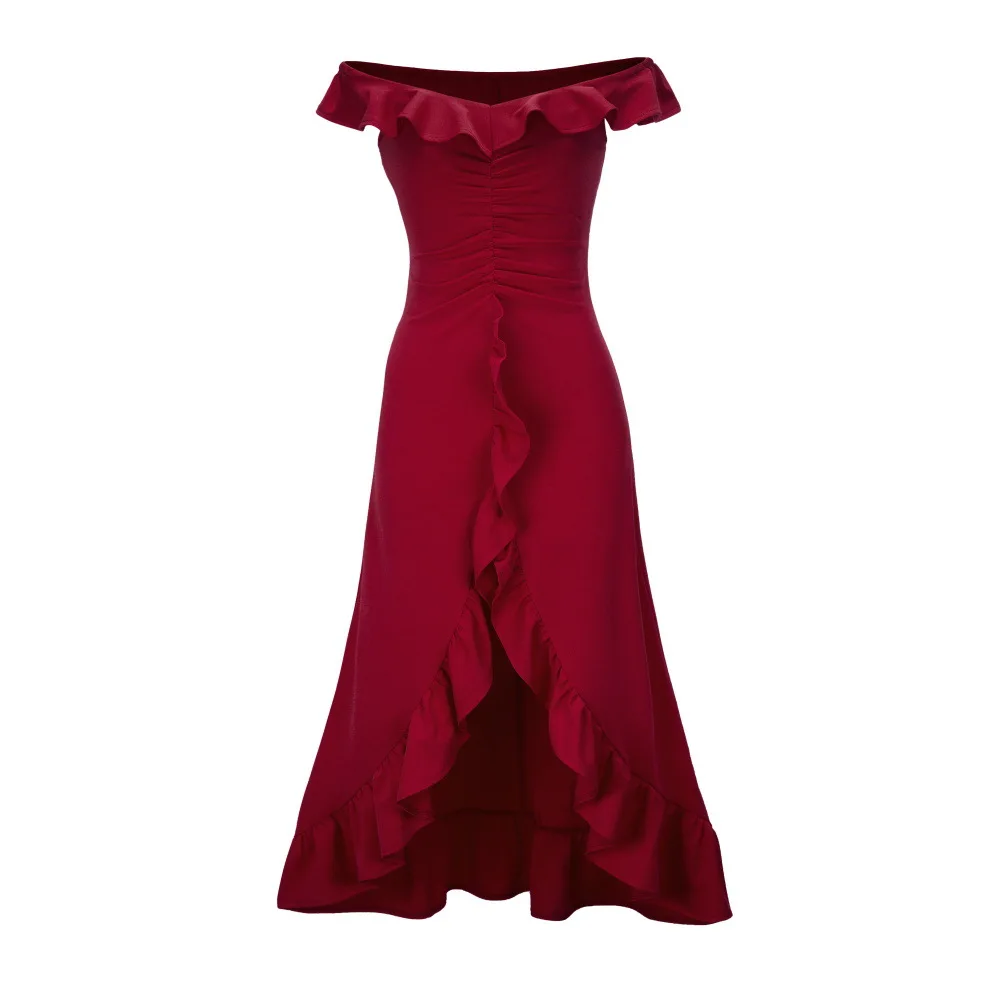 Women Summer Maxi Dress Sexy Ruffles Dresses Off Shoulder Sundress Fashion Elegant Deep V-Neck Backless Party Outfits | Женская одежда