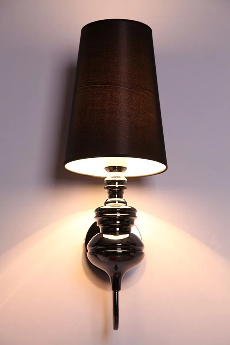 

Modern Wall Lamps Glod/Silver/Black/White Cloth shade Wall Sconce Living Room Foyer Bedroom Beside Lamp Hotel Wall Lights MJ926