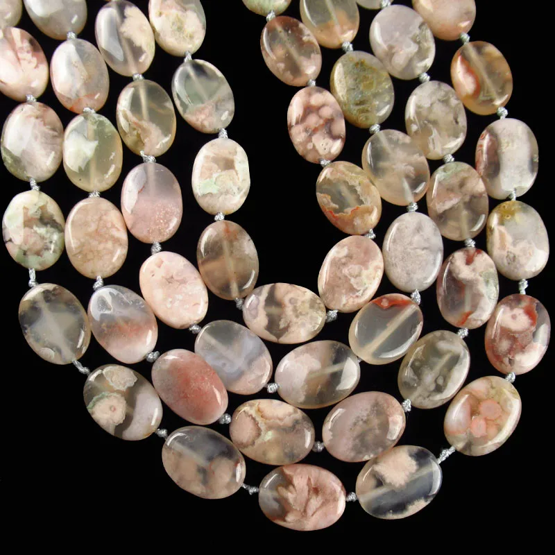1 нить 57 8 г натуральный агат цветущей вишни Овальный свободный бисер 15 5 дюйма 20x15x5