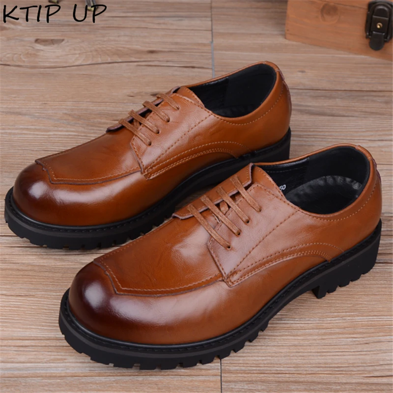 Мужские деловые повседневные кожаные туфли коричневые классические из