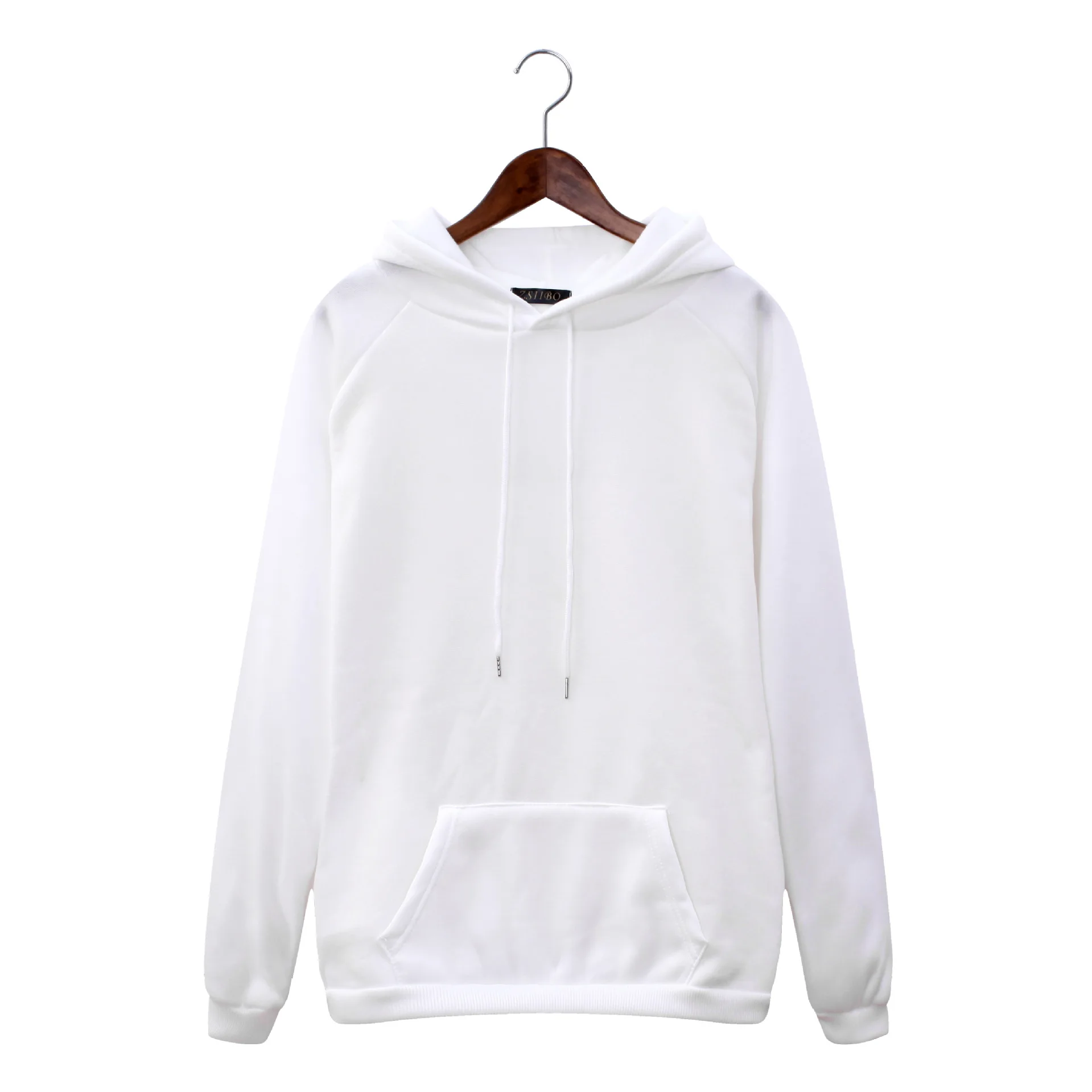 

Women Hooded Pullover Solid Color Sweatshirts Harajuku Hoodie With Pocket Long Sleeve White