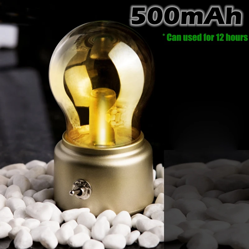 Винтажная светодиодная лампа ночник в стиле ретро с USB перезаряжаемая батарея