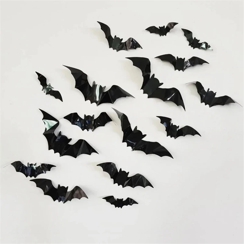 

16Pcs Black 3D PVC Bat Wall Stickers Home Decor Party Kids Room Living Room Wall Decals DIY Halloween Decoration Sticker