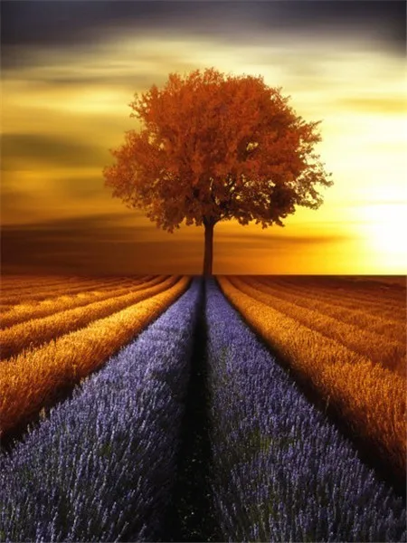 DIY пейзаж алмазной живописью дерево вышитая бисером бурения алмазов картина