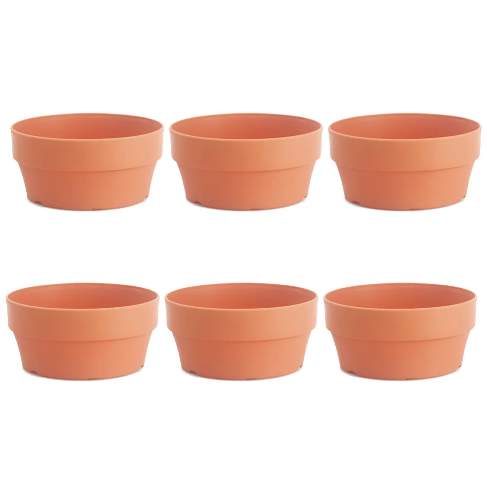 

3/6pcs Imitation Clay Flower Basket Japanese Round Plastic Flower Pot Flower Container Flower Basin Indoor Outdoor Potted Gard