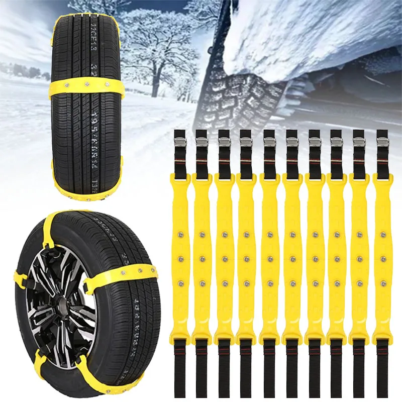 

Universal Car Tire Snow Chains Anti-Skip Belt Safe Driving for Snow Ice Sand Muddy Offroad for Most Car SUV VAN Wheel Chains