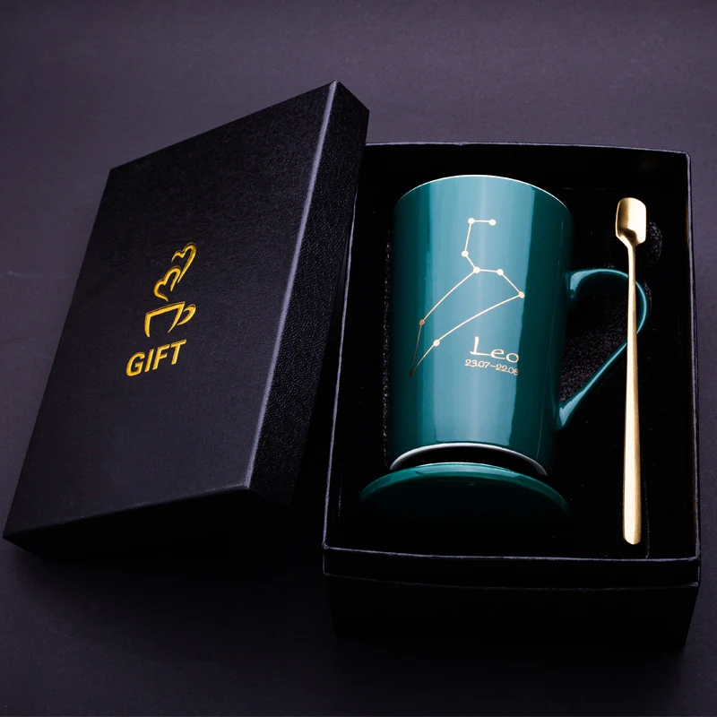 

Creative Constellation Mug Individual Trend Ceramic Water Cup Nordic Milk Coffee Tea Cup with Lid Spoon
