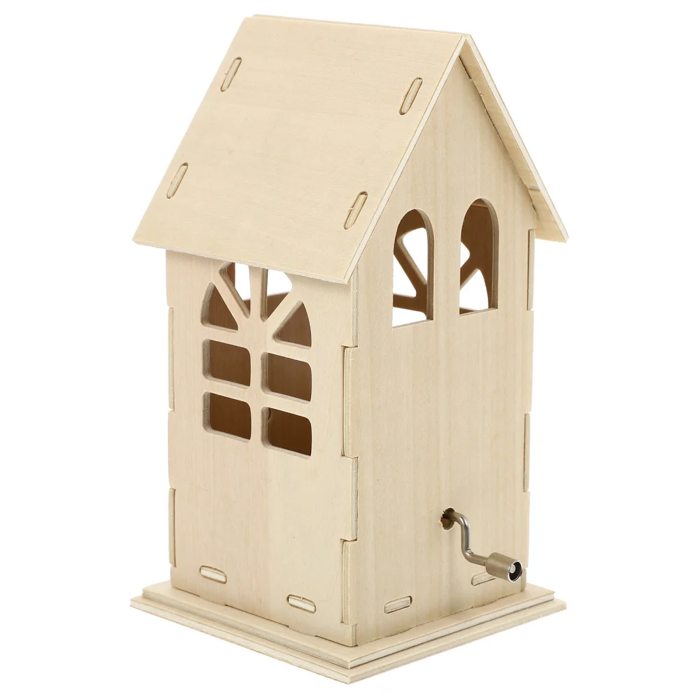 

1 Set Exquisite Wooden House Adornment Creative Box House Ornament