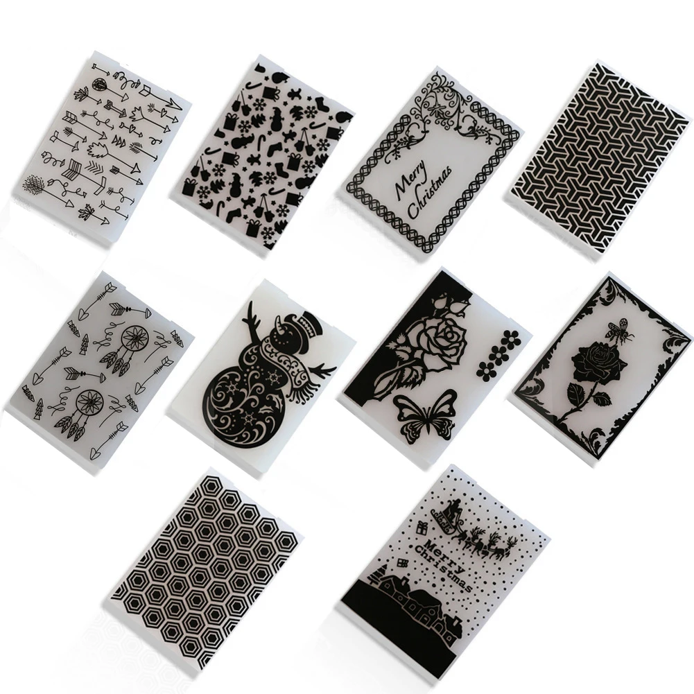 

10 styles Christmas Plastic Embossing Folder Template for DIY Scrapbooking Craft Photo Album Card Handmade Decoration Supplies