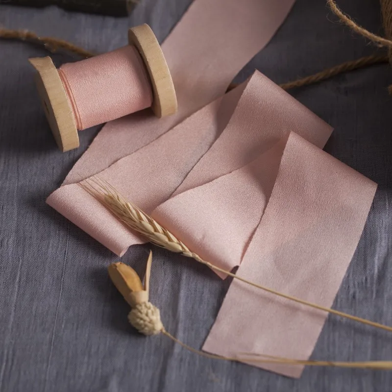 Шелковая лента с деревянной катушкой 3 7 см x 2 м|Ленты для шитья| |