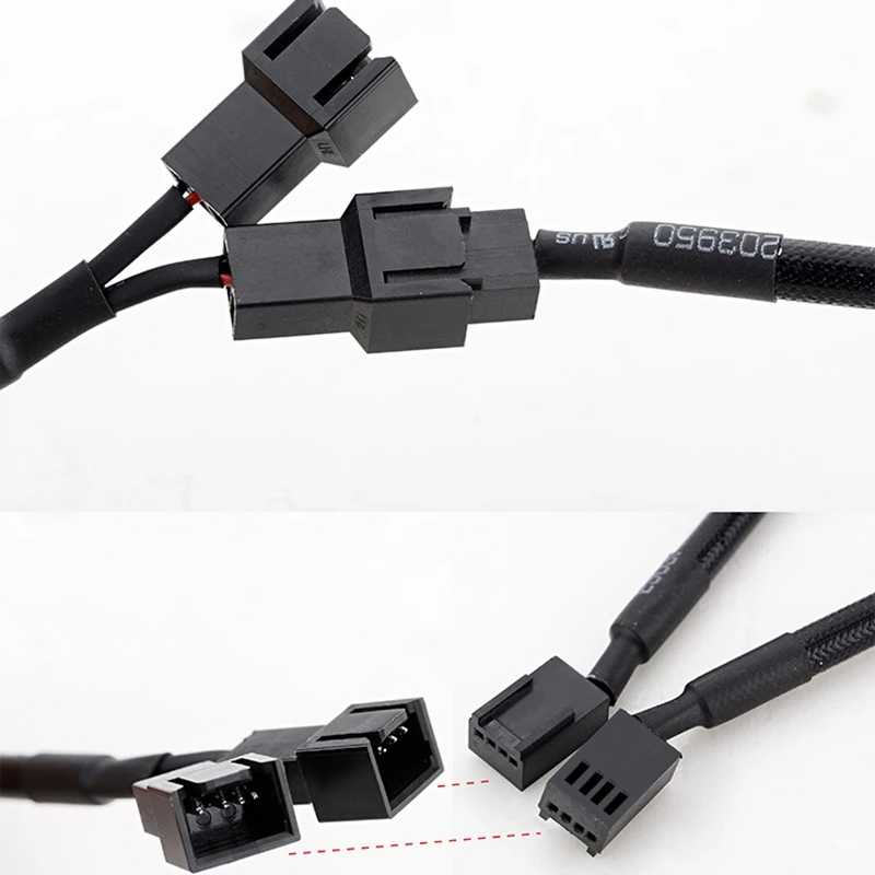 1 до 2 способ плетеный кабель Y сплиттер 3/4 Pin PWM папа разъем Вентилятор компьютер PC